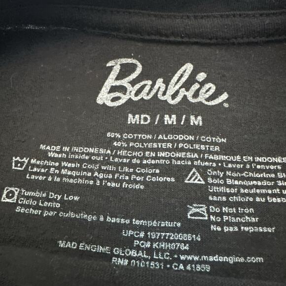 Retro Barbie Dolls from the 80s Graphic Women's Top Black Size Medium Totally - Picture 5 of 6